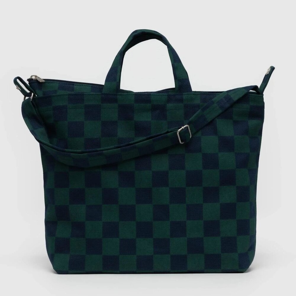 NWT Baggu Horizontal Zip Duck Bag - Navy Green Check